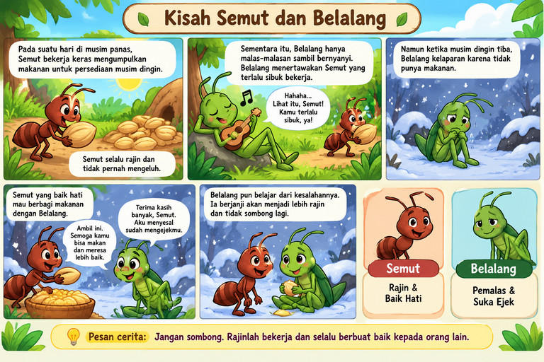 Ilustrasi Semut dan Belalang